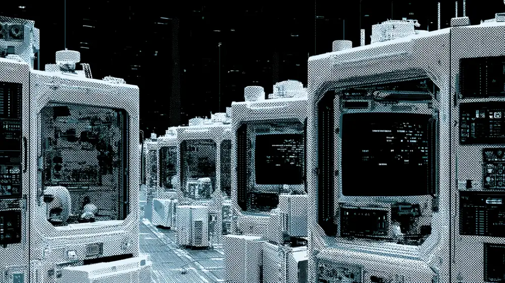 Rows of separate sealed chambers, each running one isolated task
